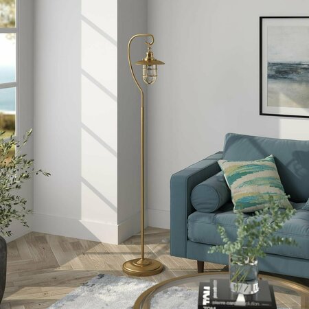 HUDSON&CANAL Bay Nautical Floor Lamp with Glass Shade in Brass & Clear FL1411